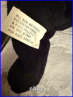RARE Ty Beanie Baby ZIP The Cat 1993 3rd Gen No Star Tag Black Tush Tag PVC