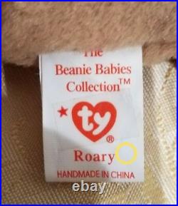 RARE Ty Beanie Baby withERRORS Roary Lion MWMT and Tag Protector