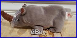 RARE Ty Beanie Baby withERRORS Spike Rhino MWMT & MQ withTag Protector