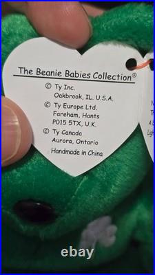 RARE Ty Beanie Collectable Erin the Irish Bear with multiple errors Mint &Tag