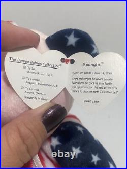 RARE- Ty Pink Face Spangle Beanie Babies Errors 1999 Mint Retired