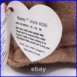 RARE VINTAGE NEW WITH TAGS 1996 Ty Beanie Babies Batty Bat Hook & Loop Y2K