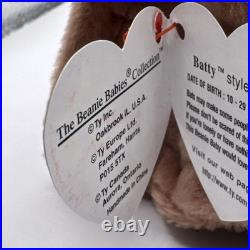 RARE VINTAGE NEW WITH TAGS 1996 Ty Beanie Babies Batty Bat Hook & Loop Y2K