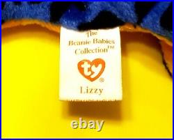 RARE VINTAGE TY Beanie Baby Lizzy The Lizard Retired 1995? ERRORS