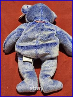 RARE VINTAGE TY Beanie Baby Periwinkle The Bear 2000 Retired? ERRORS