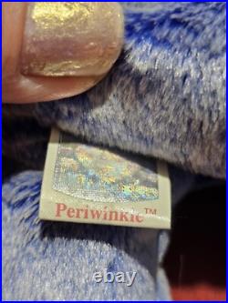 RARE VINTAGE TY Beanie Baby Periwinkle The Bear 2000 Retired? ERRORS