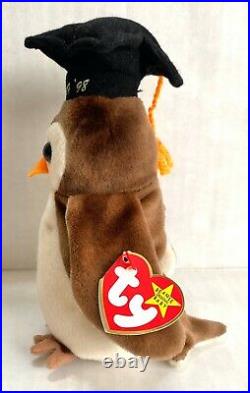 RARE VINTAGE TY Beanie Baby Wise the Owl Class of 1998 with errors collectible