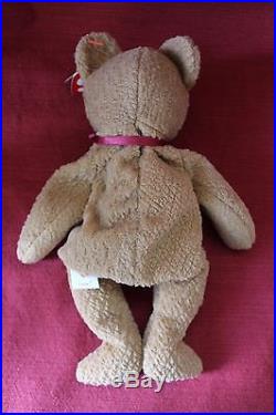 RARE WITH MULTIPLE FACTORY ERRORS Ty Beanie Baby Curly the Bear PVC PELLETS MINT