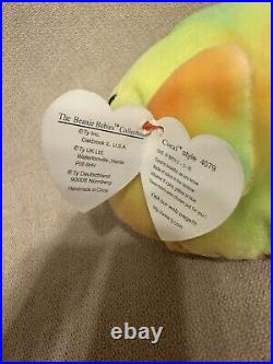 RARE WITH TAG ERRORS Ty Beanie Baby Coral Authentic 1995 Tag Error Cokal