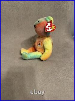 RARE With Multiple Tag Errors 1996 Ty Beanie Baby Peace Bear