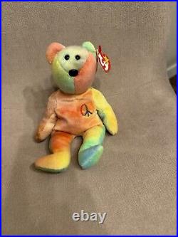 RARE With Multiple Tag Errors 1996 Ty Beanie Baby Peace Bear