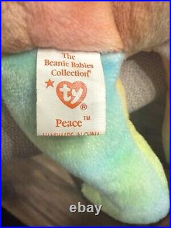 RARE With Multiple Tag Errors 1996 Ty Beanie Baby Peace Bear