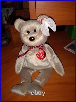 RARE retired TY beanie baby 1999 signature bear with tags original tube