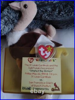 RARE ty beanie baby Stretch The Ostrich 1997 with tag ERRORS AND COA CERTIFICATE RARE ty beanie baby Stretch The Ostrich 1997 with tag ERRORS AND COA CERTIFICATE