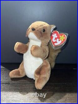 RETIRED ORIGINAL Ty Beanie Baby NUTS the Squirrel 1996 Rare w Errors