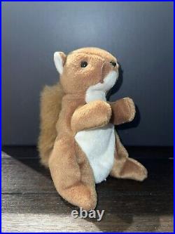 RETIRED ORIGINAL Ty Beanie Baby NUTS the Squirrel 1996 Rare w Errors