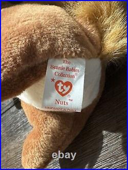 RETIRED ORIGINAL Ty Beanie Baby NUTS the Squirrel 1996 Rare w Errors