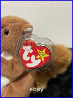 RETIRED ORIGINAL Ty Beanie Baby NUTS the Squirrel TAG ERRORS RARE PVC