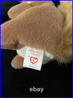 RETIRED ORIGINAL Ty Beanie Baby NUTS the Squirrel TAG ERRORS RARE PVC