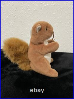RETIRED ORIGINAL Ty Beanie Baby NUTS the Squirrel TAG ERRORS RARE PVC