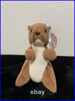 RETIRED ORIGINAL Ty Beanie Baby NUTS the Squirrel TAG ERRORS RARE PVC