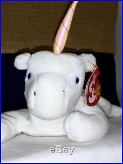 RETIRED Ty Beanie Baby MYSTIC UNICORN ERRORS MISPLACED NOSE With Tags RARE