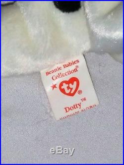 RETIRED Ty Beanie Baby ORIGINAL DOTTY Dog ERRORS With Tags RARE