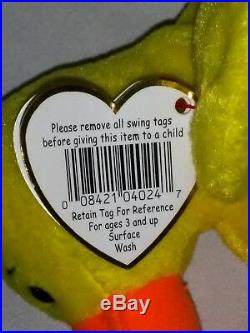 RETIRED Ty Beanie Baby QUACKERS DUCK 6 ERRORS With Tags RARE MINT PVC