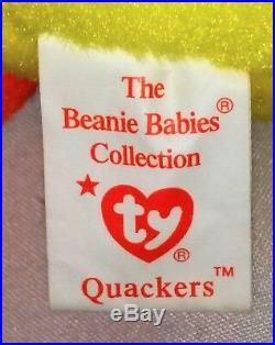 RETIRED Ty Beanie Baby QUACKERS DUCK 6 ERRORS With Tags RARE MINT PVC