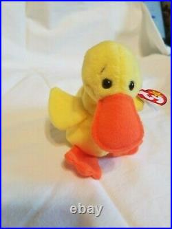 RETIRED Ty Beanie Baby QUACKERS DUCK ERRORS With Tags RARE MINT PVC