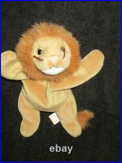RETIRED Ty Beanie Baby ROARY LION 7 ERRORS With Tags RARE MINT- PVC PELLETS