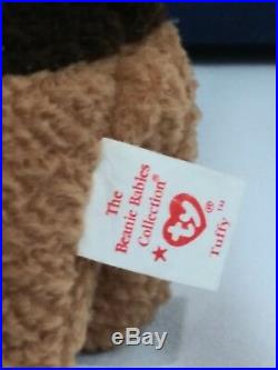 RETIRED Ty Beanie Baby TUFFY Dog ERRORS With Tags RARE MISPLACED NOSE