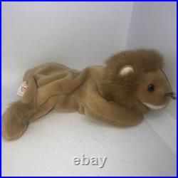 ROARY the LION Ty Beanie Baby 1996 ERRORS & PVC Pellets Rare & Retired