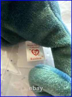 Rainbow Ty Beanie Baby Retired with Leg Sewn Error Fabric Tag Errors 1997 RARE Rainbow Ty Beanie Baby Retired with Leg Sewn Error Fabric Tag Errors 1997 RARE