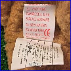 Rare 1993 Curly BEAR Ty Beanie Baby PVC Canadian Customs TT GENUINE Errors MWMT