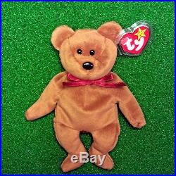 TY Beanie Baby Babies TEDDY the New Face Brown Bear MWMT