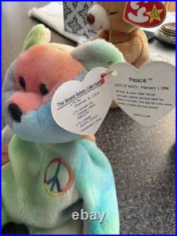 Rare! 1996 Pvc Peace Bear Retired Ty Beanie Baby With Tag Errors! $399