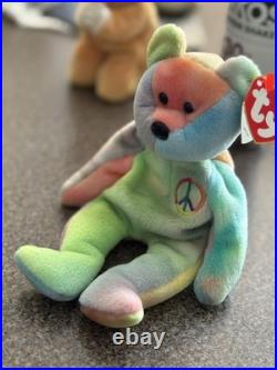 Rare! 1996 Pvc Peace Bear Retired Ty Beanie Baby With Tag Errors! $399