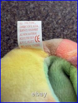 Rare! 1996 Pvc Peace Bear Retired Ty Beanie Baby With Tag Errors! $399
