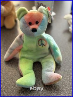 Rare! 1996 Pvc Peace Bear Retired Ty Beanie Baby With Tag Errors! $399