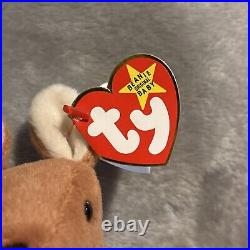 Rare 1996 TY Retired Kangaroo Pouch Beanie Baby Tag Errors PVC Pellets MINT