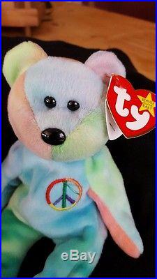 Rare 1996 Ty Beanie Baby Peace Bear Original Collectible with Tag Errors