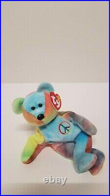 Rare 1996 Vintage Peace Beanie Baby With PE Pellets & Errors FREE SHIPPING