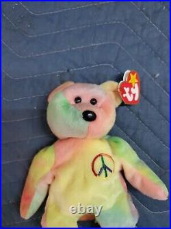 Rare 1996 ty beanie baby peace bear original 1965(KR)