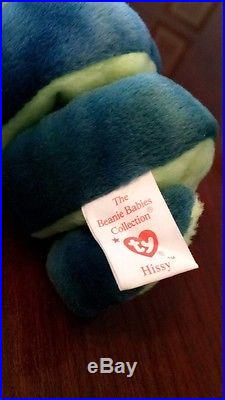 Rare 1997 Hissy The Snake Ty Beanie Baby Mint Condition