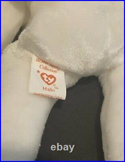 Rare 1998 Ty Beanie Babies BROWN NOSE Halo the Angel Bear-Mint w case (425)
