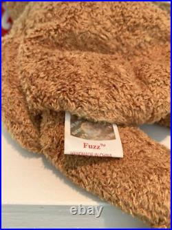 Rare 1999 TY Beanie Baby FUZZ the Bear With Tag Errors