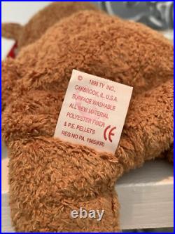 Rare 1999 TY Beanie Baby FUZZ the Bear With Tag Errors