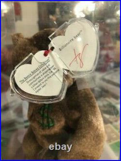 Rare BILLIONAIRE #1 BEAR Beanie Baby Teddy Signed By Ty PG Authenticated