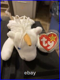 Rare! Brown Horn Mystic Unicorn Ty Beanie Baby 1993 RETIRED-PVC Pellets